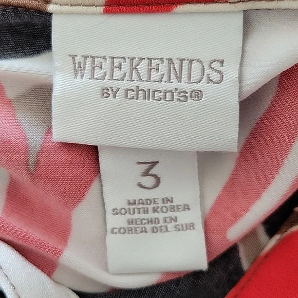 Chico's Weekends Tropical Treat Short Sleeve Polo Size XL - Picture 5 of 7